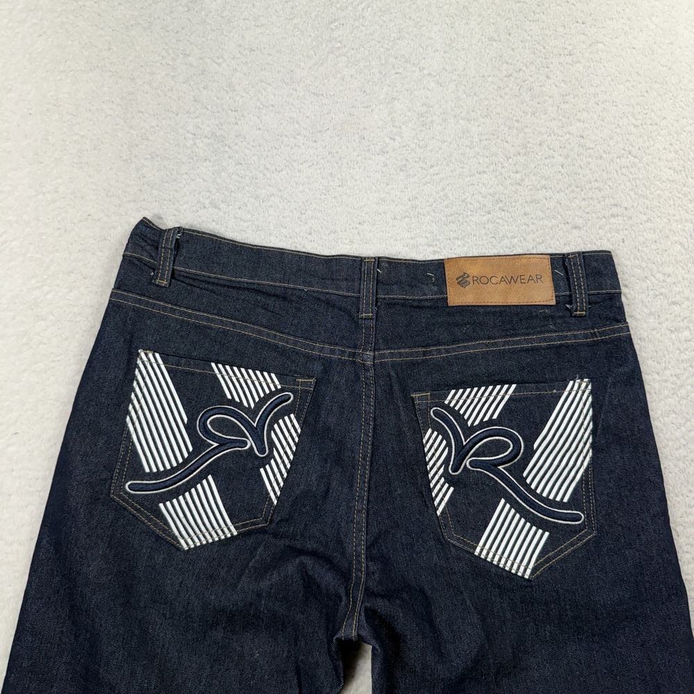 Vtg Rocawear Jeans Men 36 Blue Slim Fit Hip Hop Rap Denim Streetwear Y2K NWOT - Picture 6 of 12